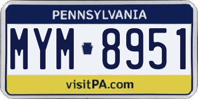 PA license plate MYM8951