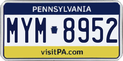 PA license plate MYM8952