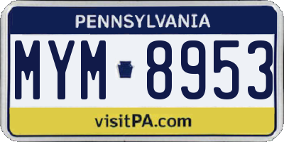 PA license plate MYM8953