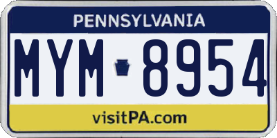 PA license plate MYM8954
