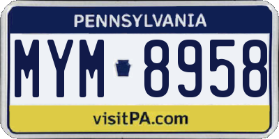 PA license plate MYM8958