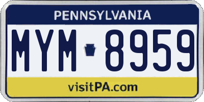 PA license plate MYM8959