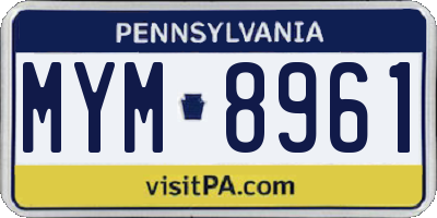 PA license plate MYM8961
