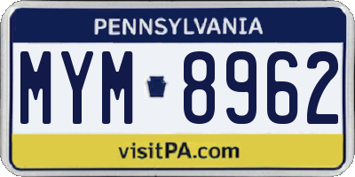 PA license plate MYM8962