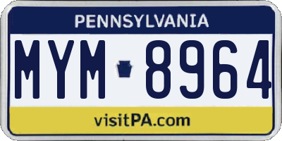 PA license plate MYM8964