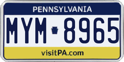 PA license plate MYM8965
