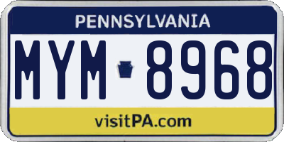 PA license plate MYM8968
