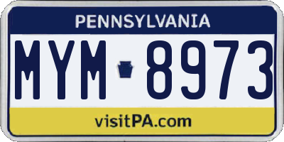 PA license plate MYM8973