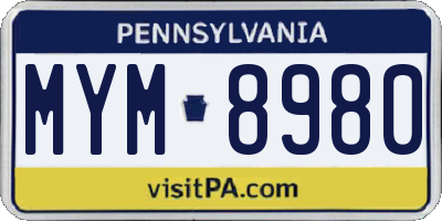 PA license plate MYM8980