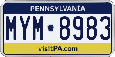 PA license plate MYM8983