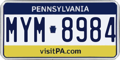 PA license plate MYM8984