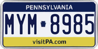 PA license plate MYM8985