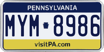 PA license plate MYM8986