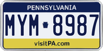PA license plate MYM8987