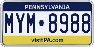 PA license plate MYM8988