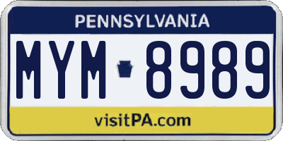 PA license plate MYM8989