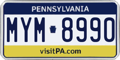 PA license plate MYM8990