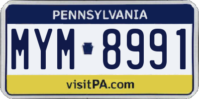 PA license plate MYM8991