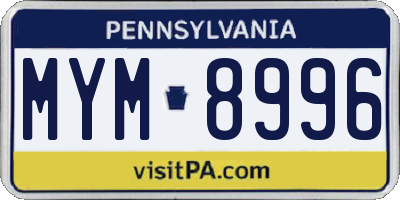 PA license plate MYM8996