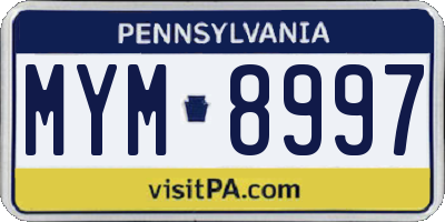 PA license plate MYM8997