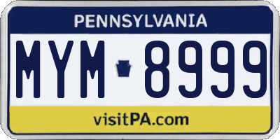 PA license plate MYM8999