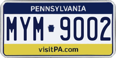 PA license plate MYM9002