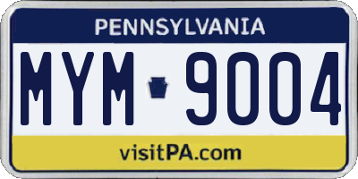 PA license plate MYM9004