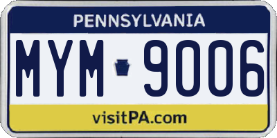 PA license plate MYM9006