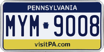 PA license plate MYM9008
