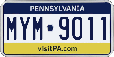 PA license plate MYM9011