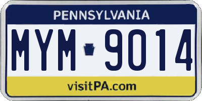 PA license plate MYM9014