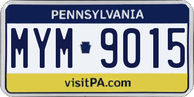 PA license plate MYM9015