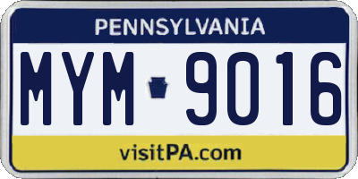 PA license plate MYM9016