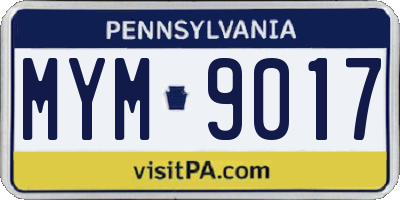PA license plate MYM9017
