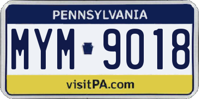 PA license plate MYM9018