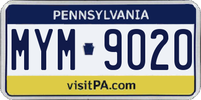 PA license plate MYM9020