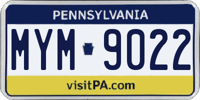 PA license plate MYM9022