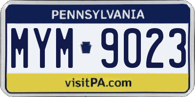 PA license plate MYM9023