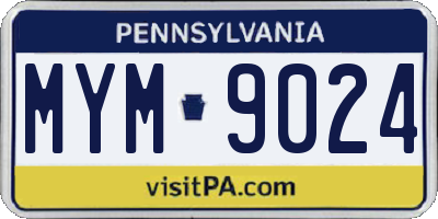 PA license plate MYM9024