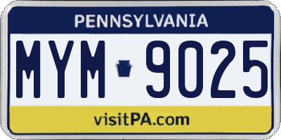 PA license plate MYM9025