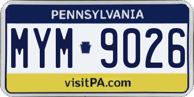 PA license plate MYM9026
