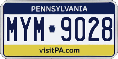 PA license plate MYM9028