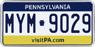 PA license plate MYM9029