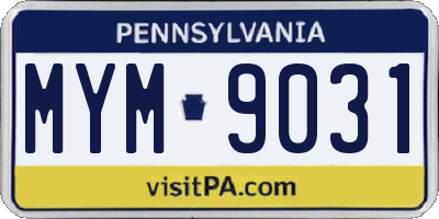 PA license plate MYM9031