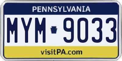 PA license plate MYM9033