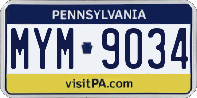 PA license plate MYM9034