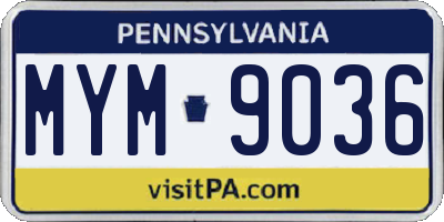 PA license plate MYM9036