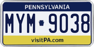 PA license plate MYM9038