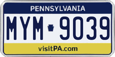 PA license plate MYM9039