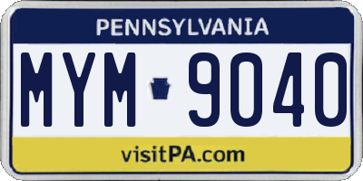 PA license plate MYM9040